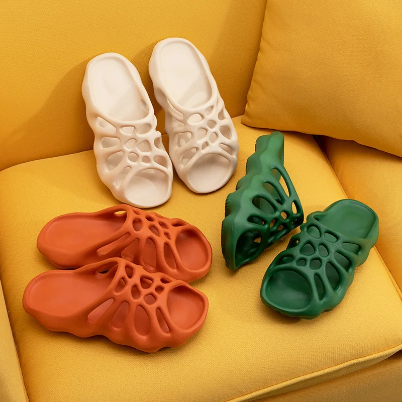 

Cut-out Platform Slippers Women Men Fashion Beach Slides Soft EVA Lovers Indoor Batrhoom Slipper Ladies Home Floor Shoes, As picture