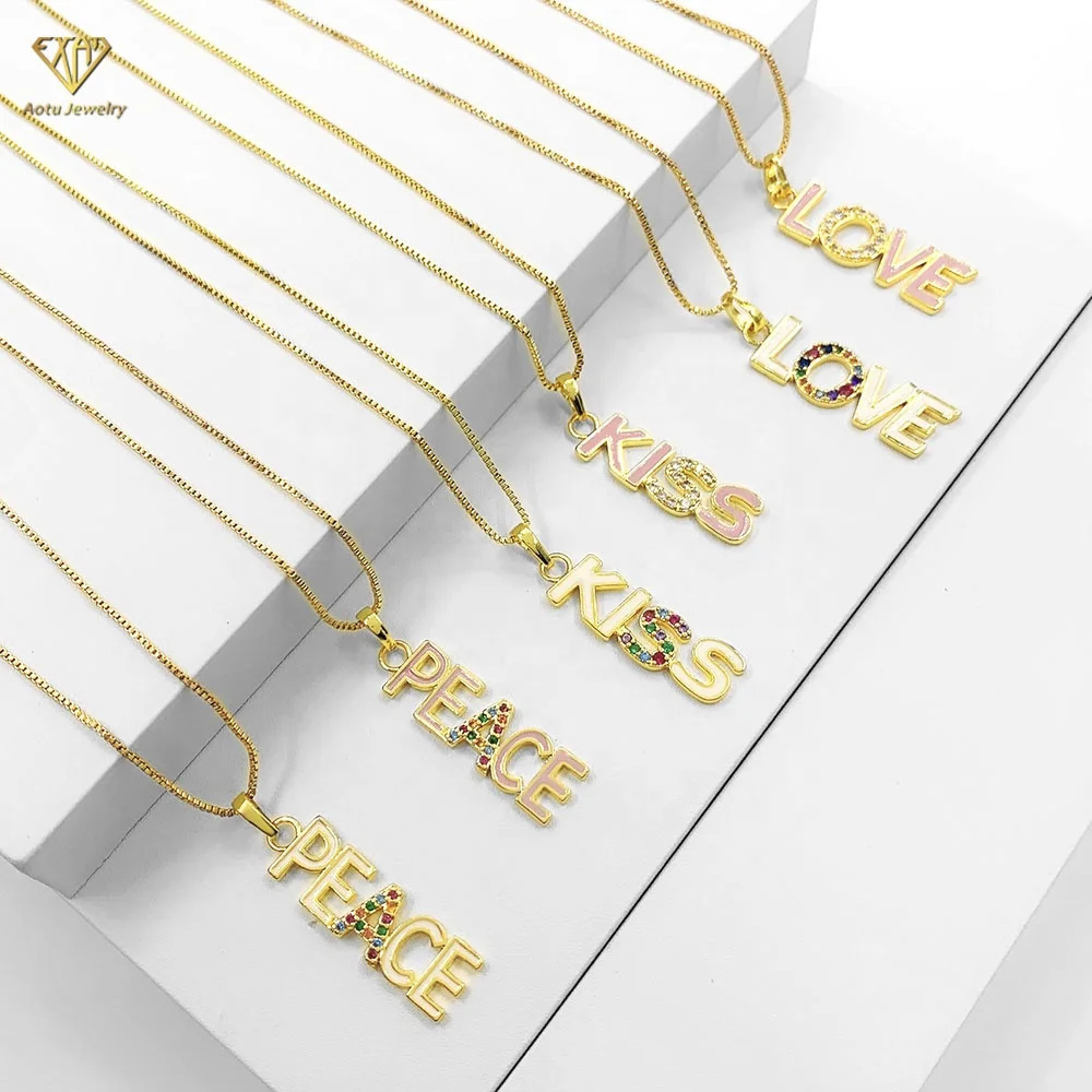 

Jewelry Gift L O V E Letter Combined Pendant Enamel Necklace, Picture shows