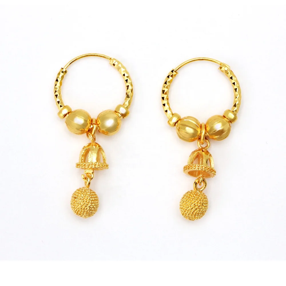 

Jinxiuxing Hoop Drop Earrings 24k Gold Plated Pendant Huggie Earring Hoops Gold Filled Solid Earring Women Wholesale, Golden