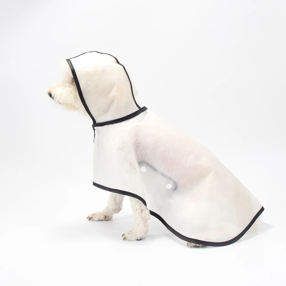 

New arrival Simple black side big medium puppy poncho soft frosted custom large pet transparent dog raincoat with hood