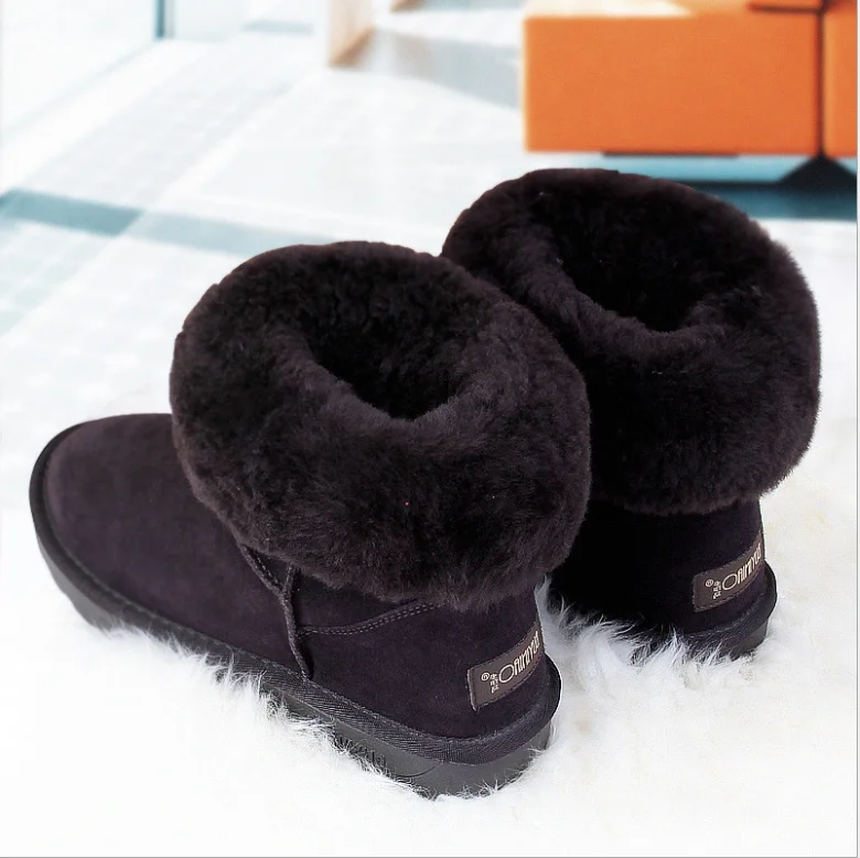 

2021 new winter snow boots plus size casual tube leather warm non-slip women's boots