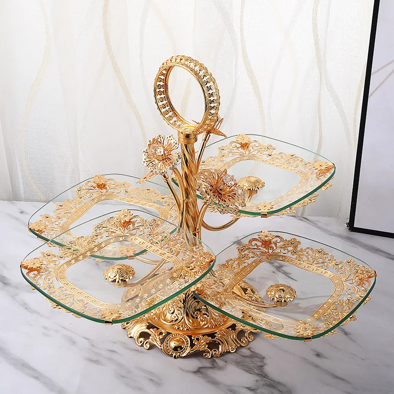 

Charger Plates Multi-layer Large Cupcake Display Cake Wedding Decoration Iron Fruit Plate Tray, Gold