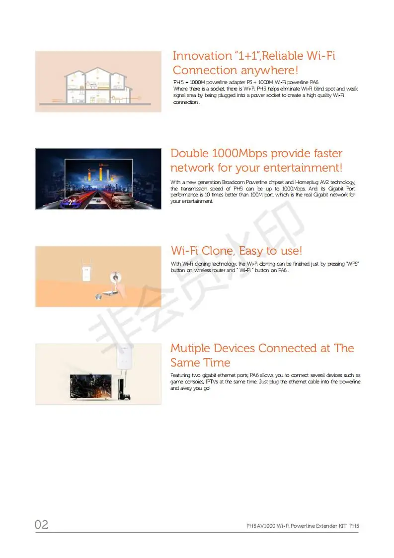 Tenda PH5 1000Mbps KIT Gigabit Power line Adapter Powerline Network Adapter home plug powerline adapter