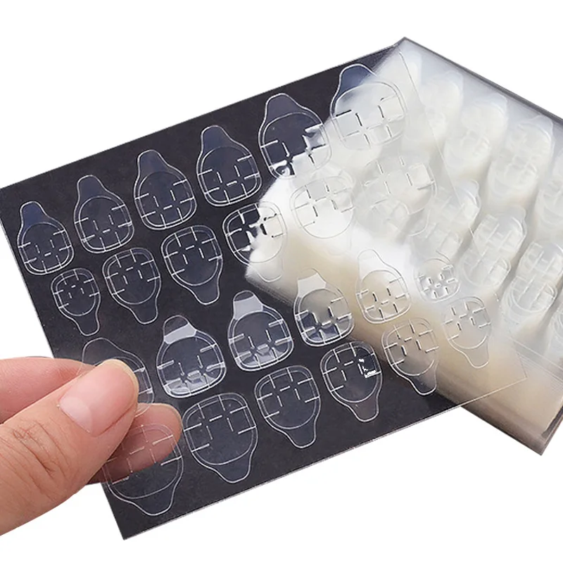 

DIY Salon Nail Art Transparent Flexible Double Sided Adhesive waterproof Toenail Glue Jelly Gel Sticker 24pcs/sheet, As the picture