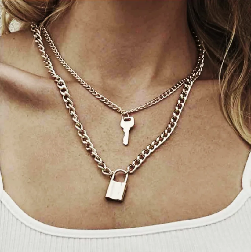 

European And American Personality Fashion Pendant Necklace Exaggerated Chain Retro Geometric Elements Clavicle Chain Female