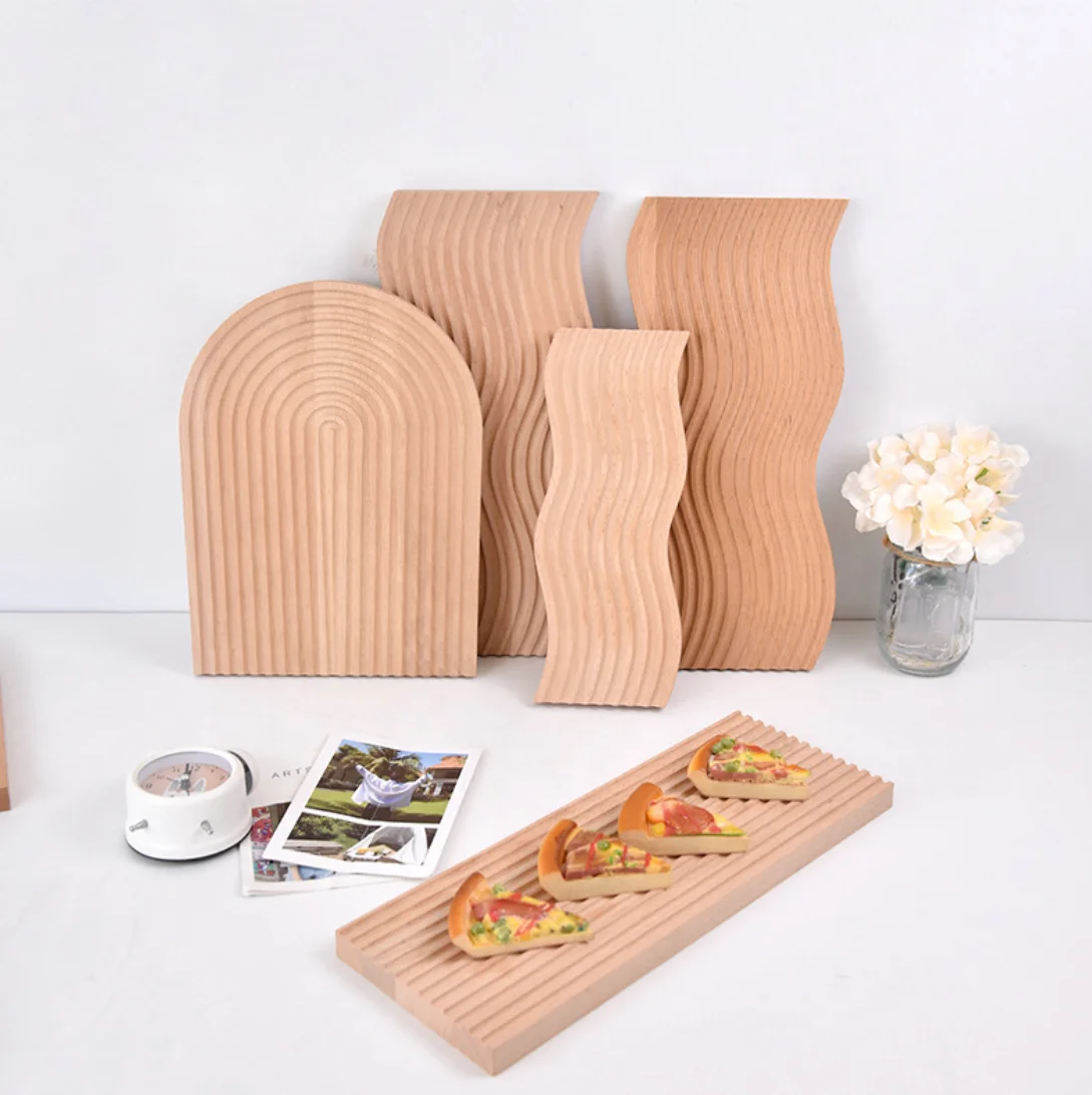 

Irregular shape Fruit Sushi Trays Beech Wood Serving Plates Wooden Dinner Trays