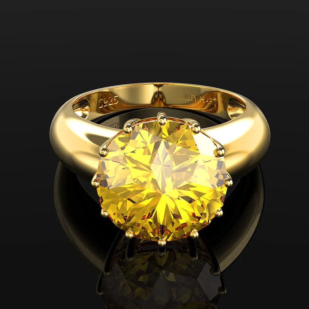 

Sterling silver European and American like natural citrine colored gemstones inlaid 12-carat female rings