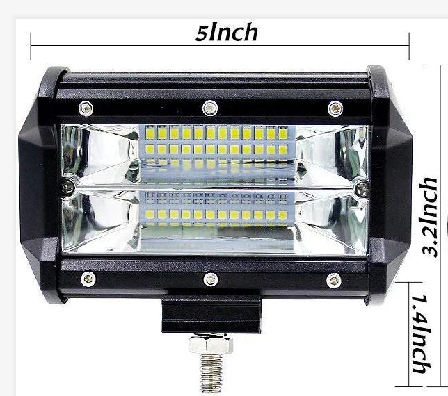 5 Inch 72W HIP TEC Work Light, 10800LM LED Light Bar IP67 Waterproof 6000K LED Spotlights Car Light for Car