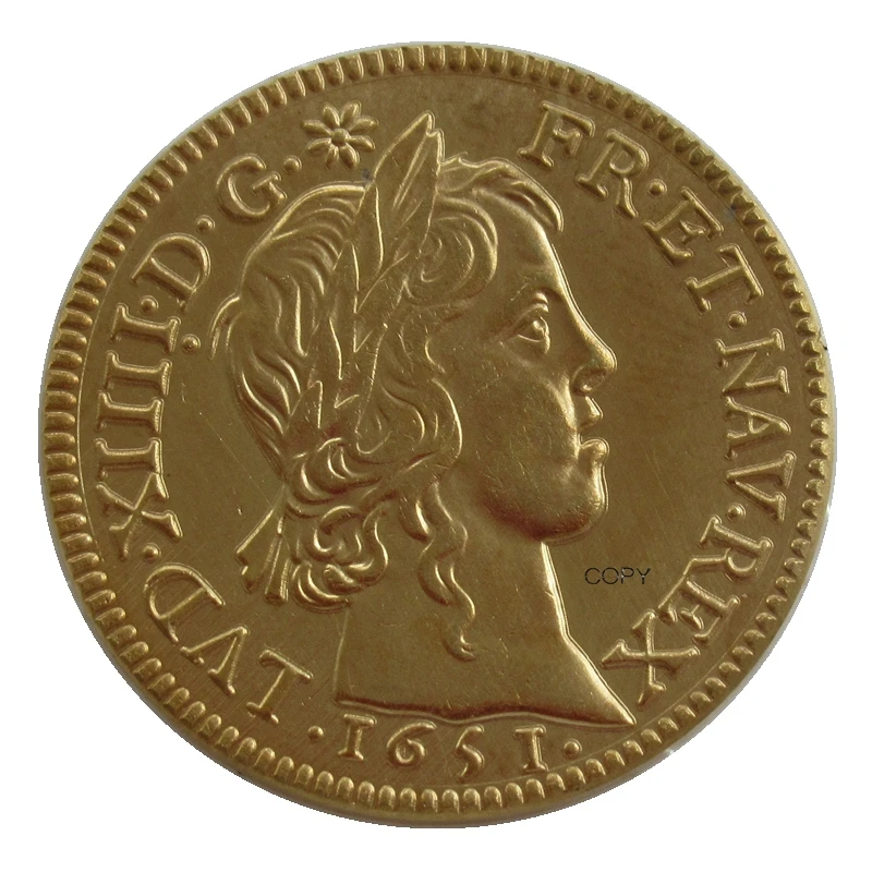 

Reproduction France 1651 1 Louis d'Or - Louis XIV Gold Plated Coins