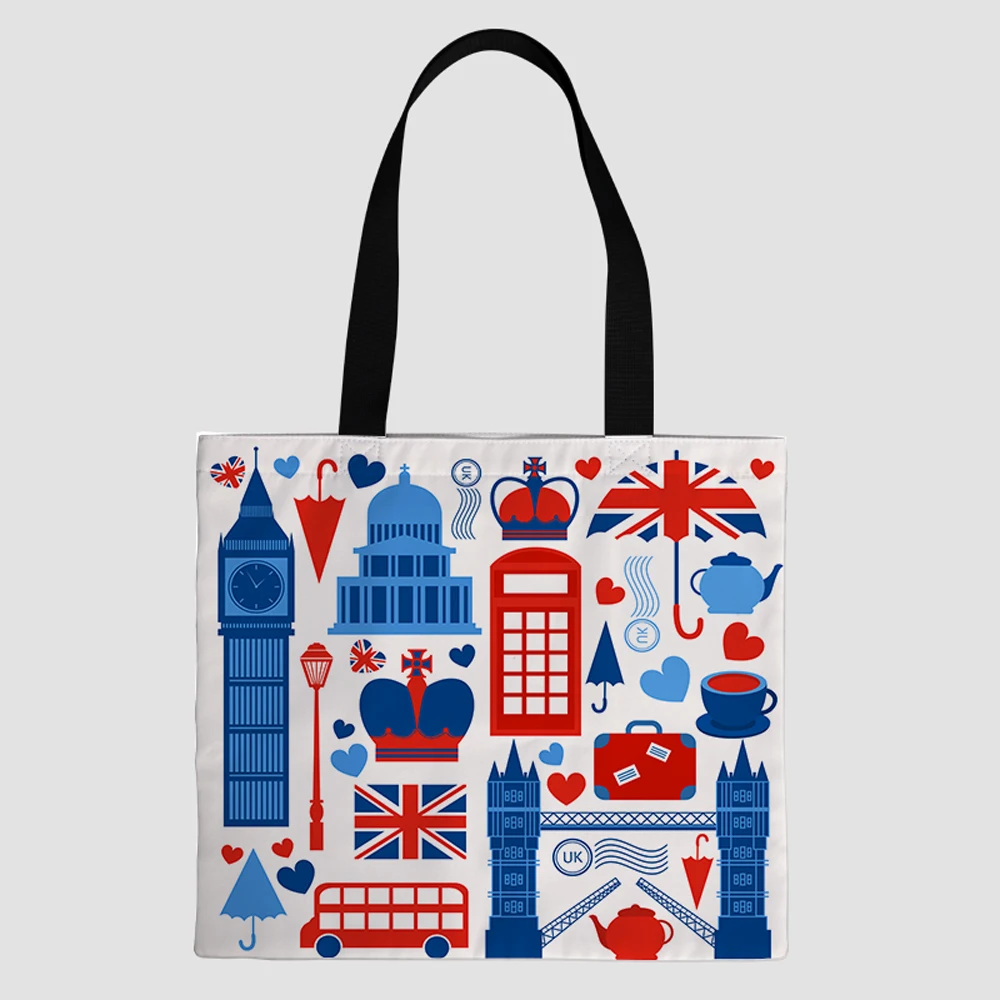 

New Design fashion custom print on demand London style canvas promotion grocery eco friendly handbag shopping tote bag