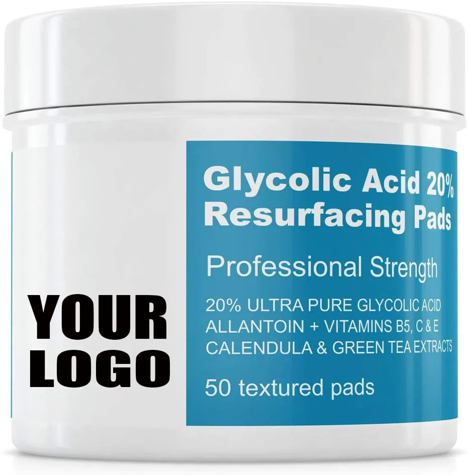 

Glycolic Acid Peel Pads with Vitamin B5, C, E - Natural Glycolic Acid Peel for Acne Glycolic 20% Acid Resurfacing Pads