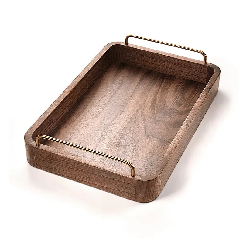 

WOODSPACE Black walnut solid wood tray tea cup tea set tray light luxury household coffee afternoon tea tableware wooden tray