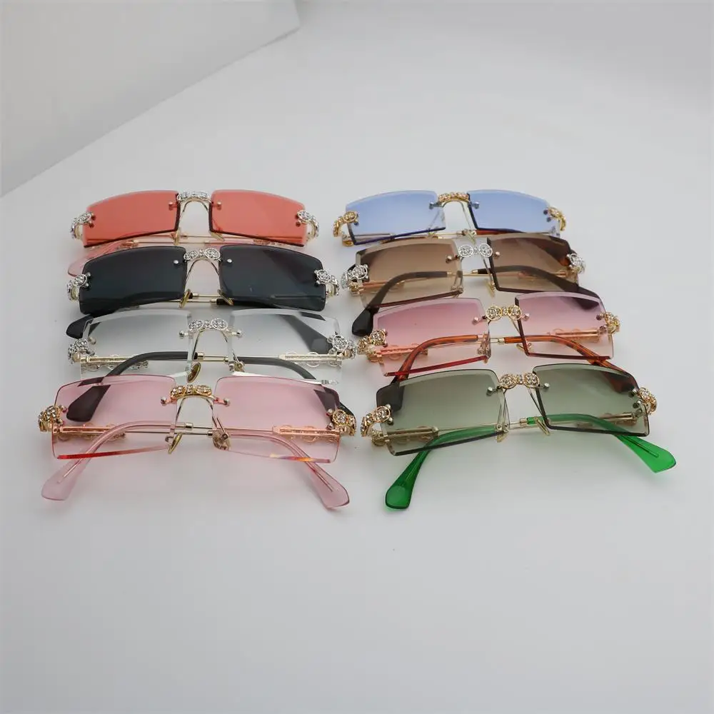 

lbashades Fashionable Square Sun glasses Vintage Rimless Diamond Shades Women Custom 2021 Sunglasses