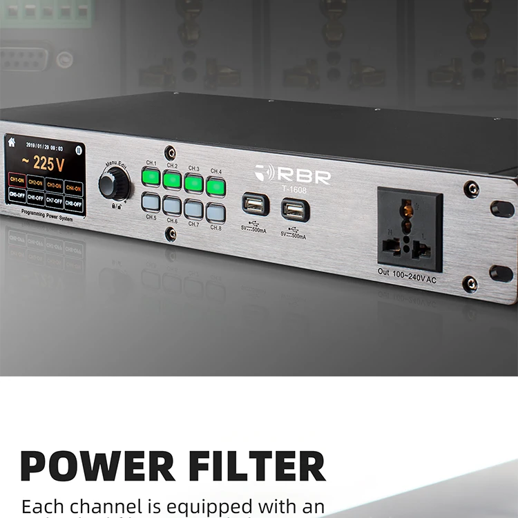 Touchable Screen Design T1608 9ch Power Sequence Controller With Filter