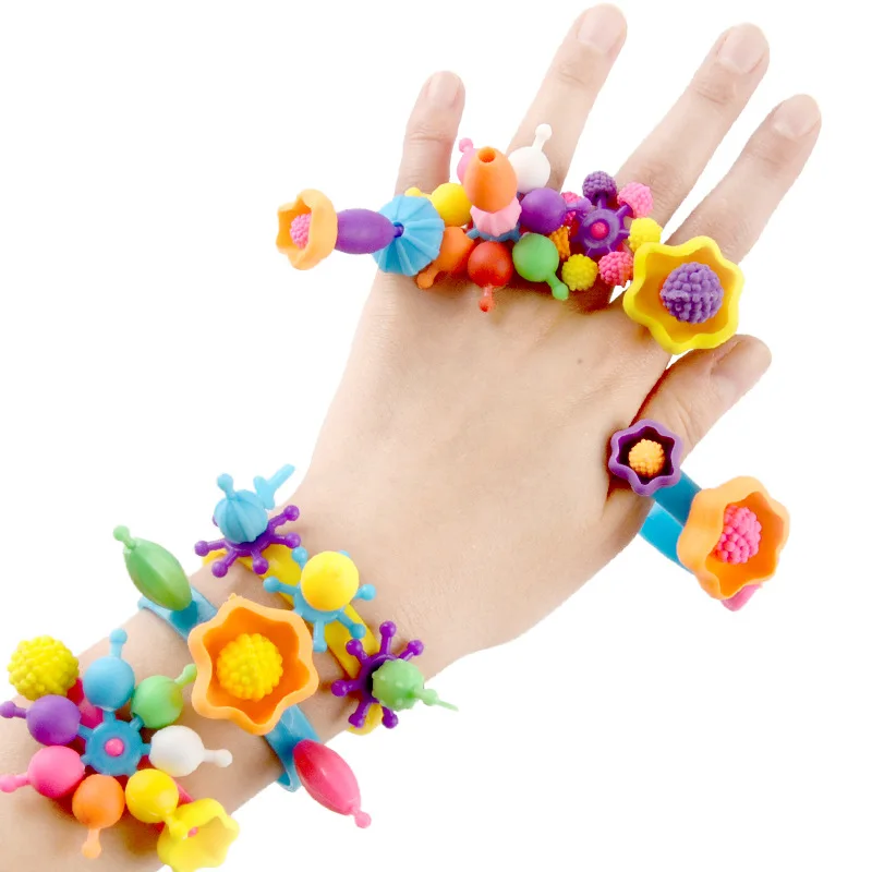 

Beaded Beads Children's Educational Toys Diy Handmade Beaded Plastic Girl Birthday Gift Bracelet Necklace, Picture