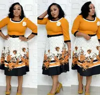 

Plus Size Elegant Turkey Women Wholesale Floral Print African Mother Dress With Belt