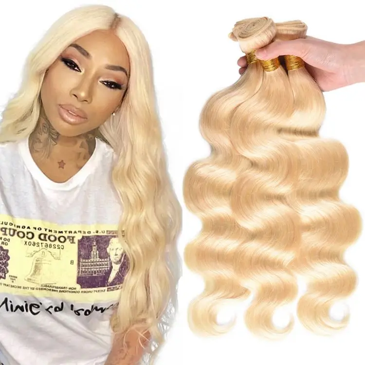

Wholesale New Arrival 10A Grade 613 Blonde Indian Virgin Body Wave Cuticle Aligned Human Hair Bundles