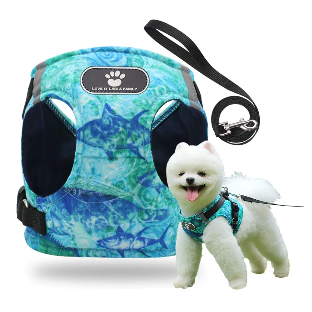 

ZMaker Marine Adjustable Pet Cat Harness with Reflective Straps Breathable Dog Backpack Leash, Blue, green, golden