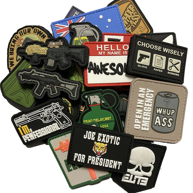 

China Factory Wholesale Customized 2D/3D Soft Rubber PVC Morale Patches Military Tactical Badges with Hook Fastener