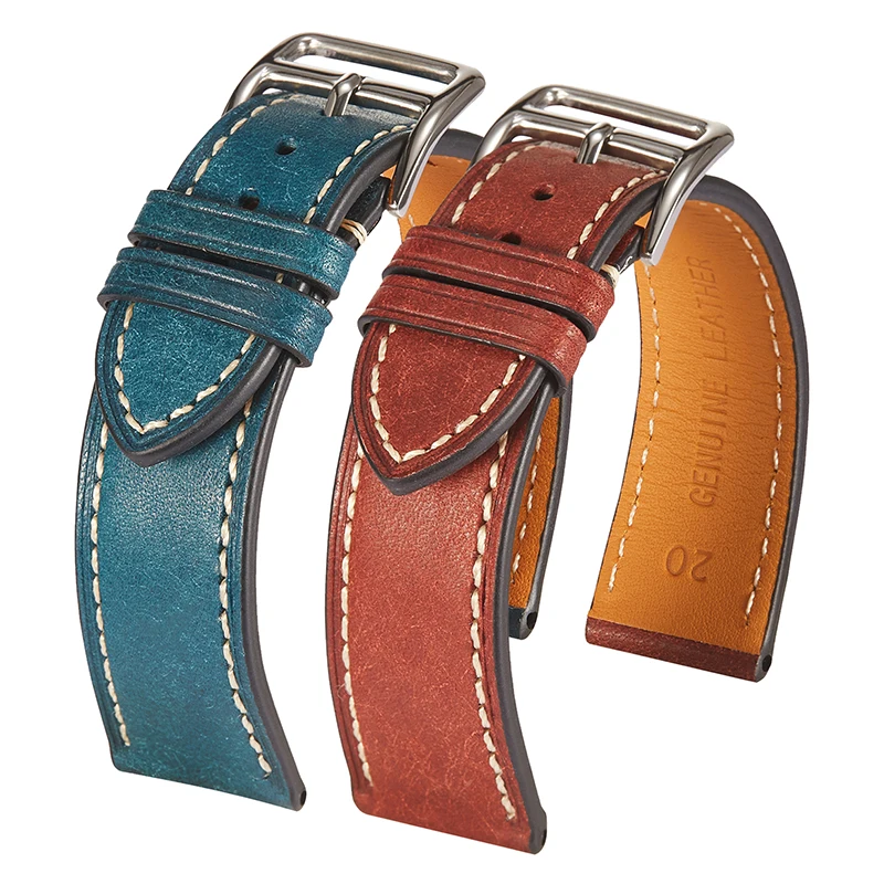 

Italian imported cowhide strap suitable for Huawei watch3 watch gt Samsung and other universal quick-release leather straps, Blue gree red brown yellow brown