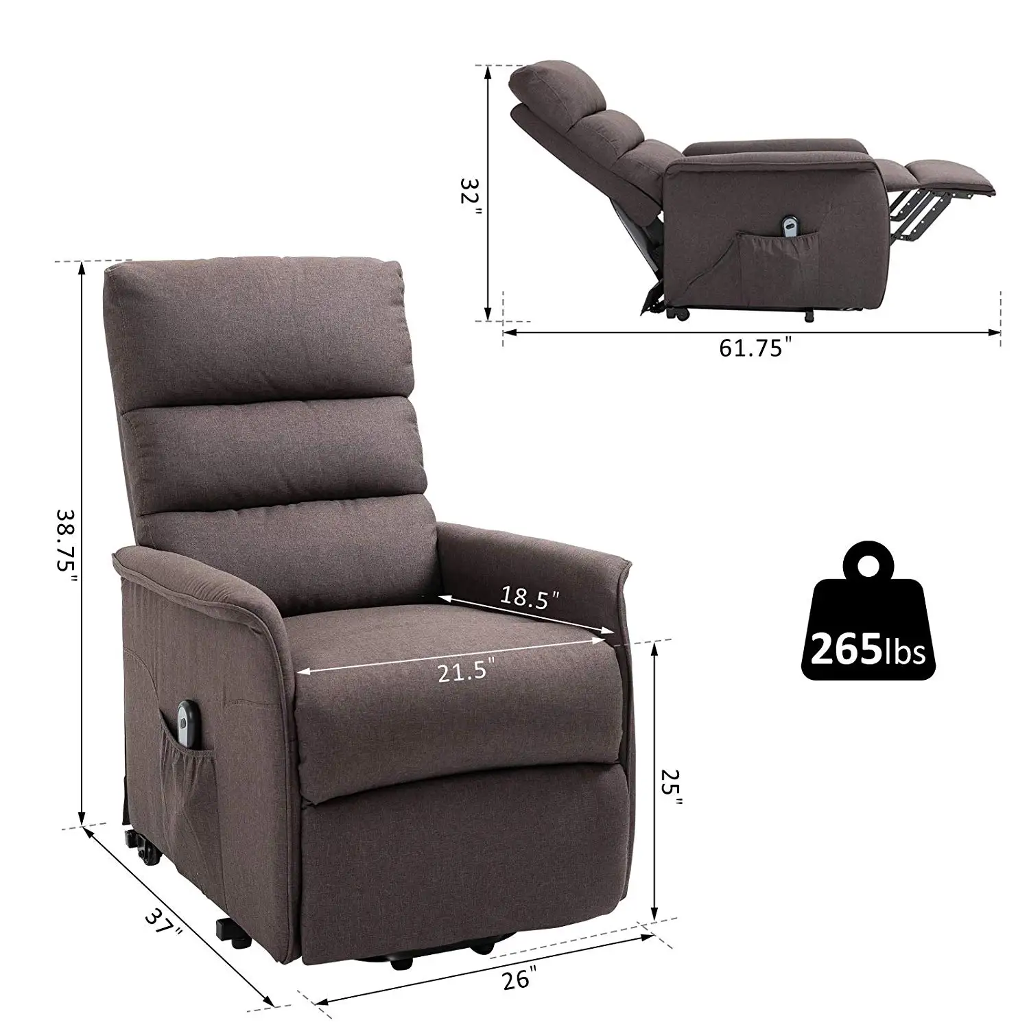 Jky Furniture Power-silla Reclinable De Cuero Para Ancianos,Silla De
