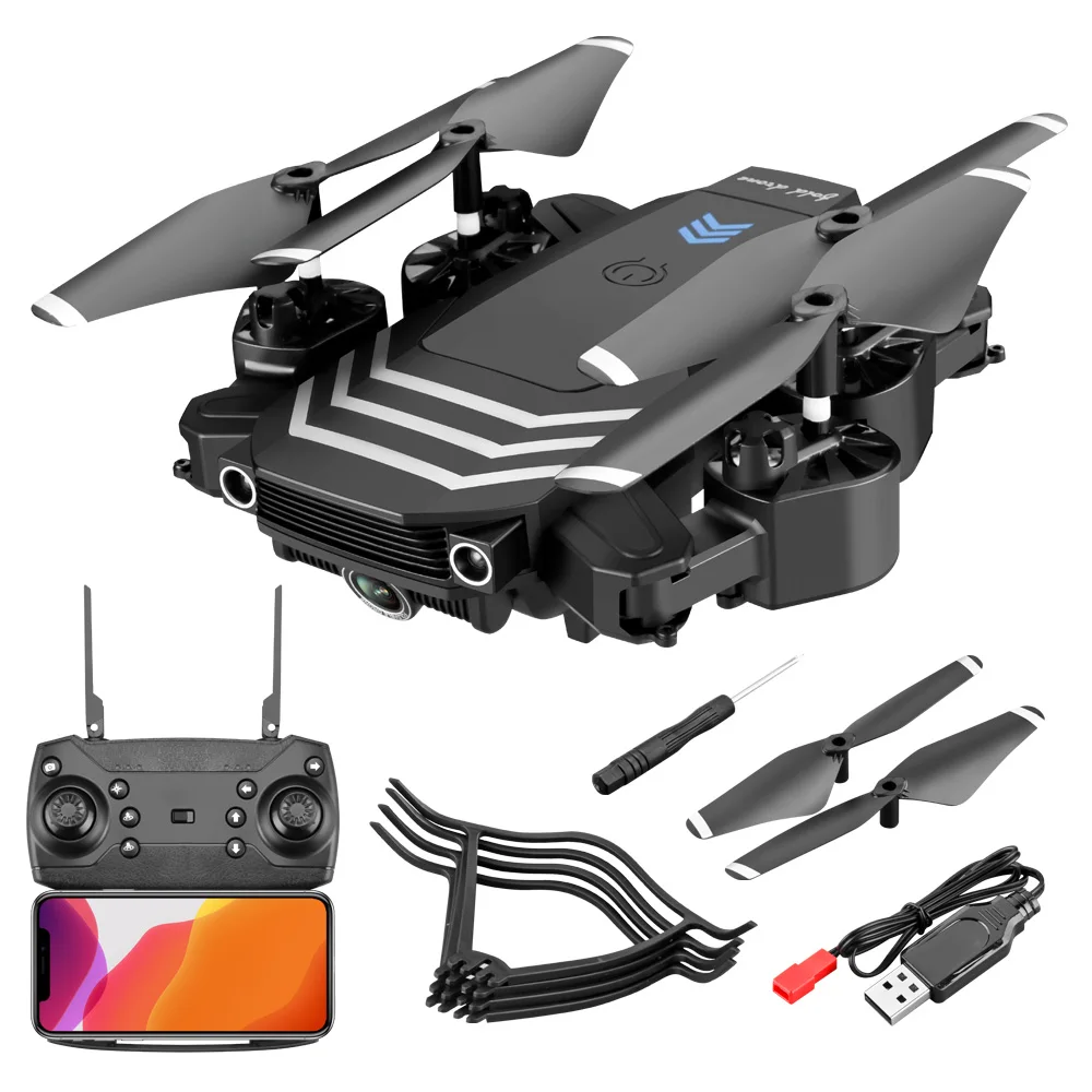 

4K Quadcopter With Camera HD 1080P FPV Drones Foldable Dron Professional Altitude Hold Flying 18min Quadcopter Toy drone LS11, Black