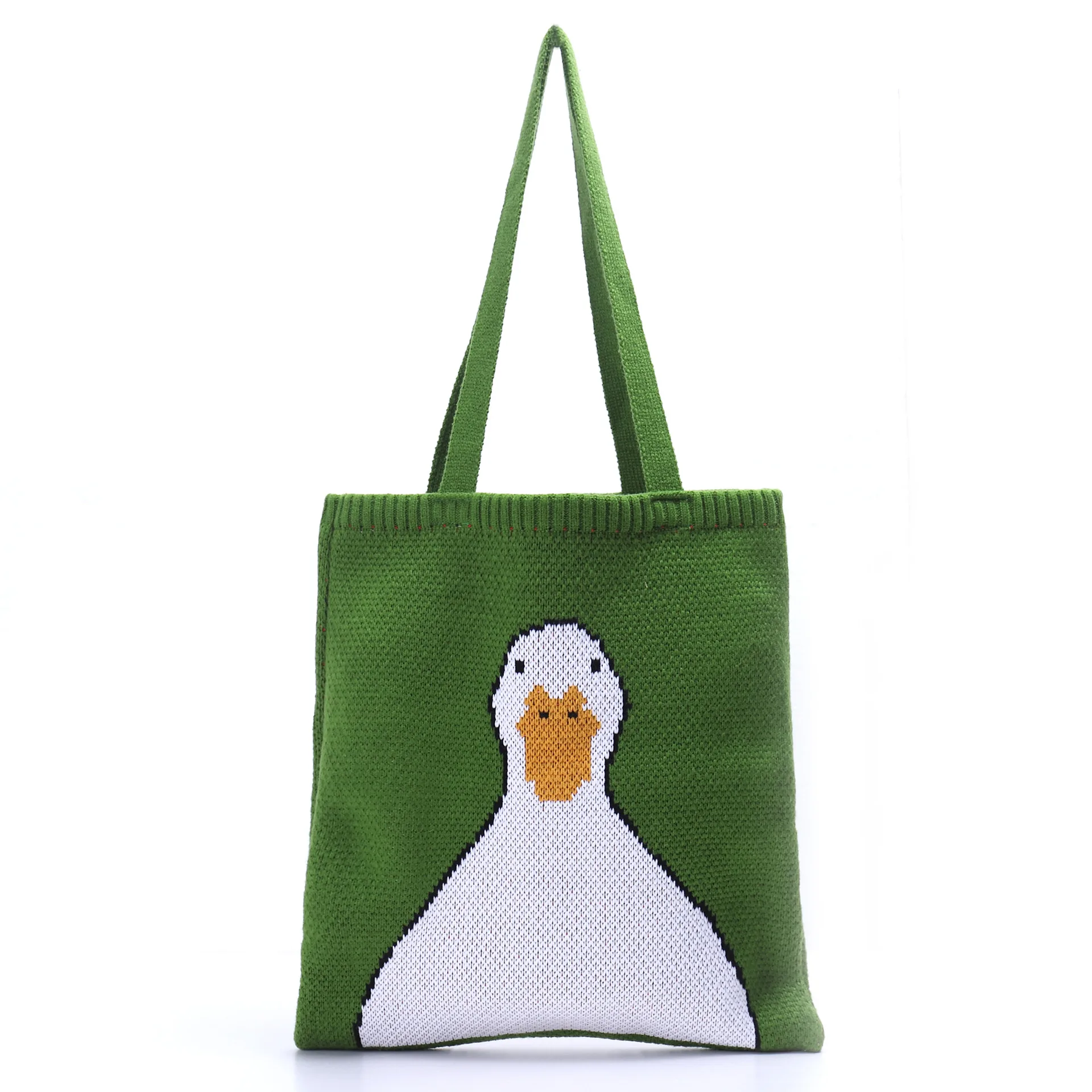 

New Arrivals 2021 Designer Vintage Duck Knitted Handbags Ethnic Style Soft Tote