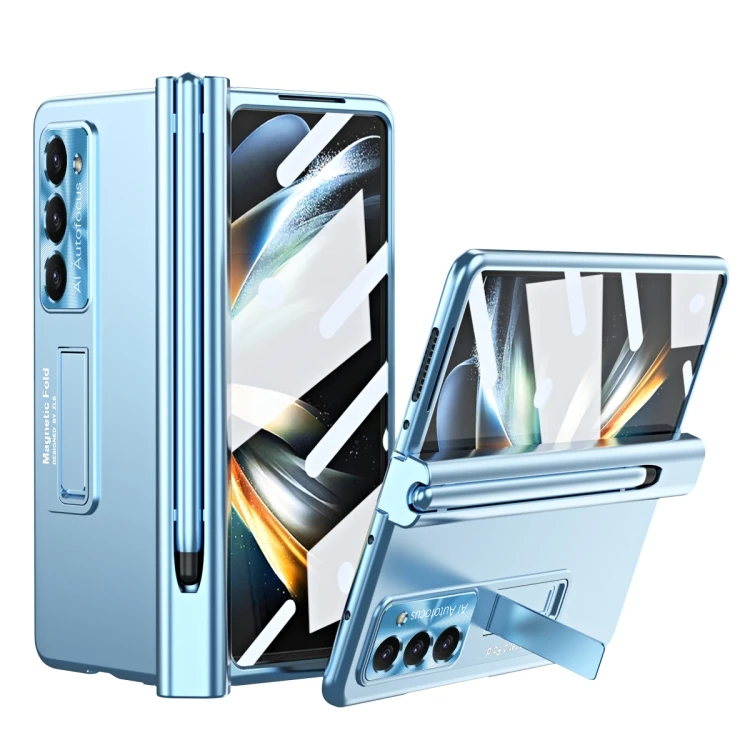 

For Samsung Galaxy Z Fold5 Case Electroplating Corrugated Hinge Folding Protective Case Mobile Phone Case With Pen