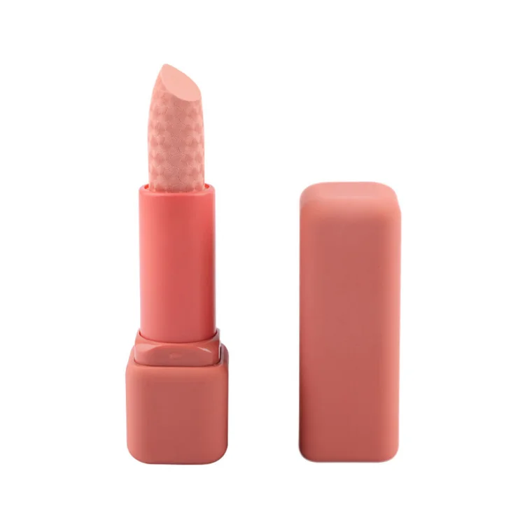 

Brand New Long Lasting Carved Pattern Solid Lip Gloss Nude Color Matte Pink Eraser Tube Lipstick Pigment