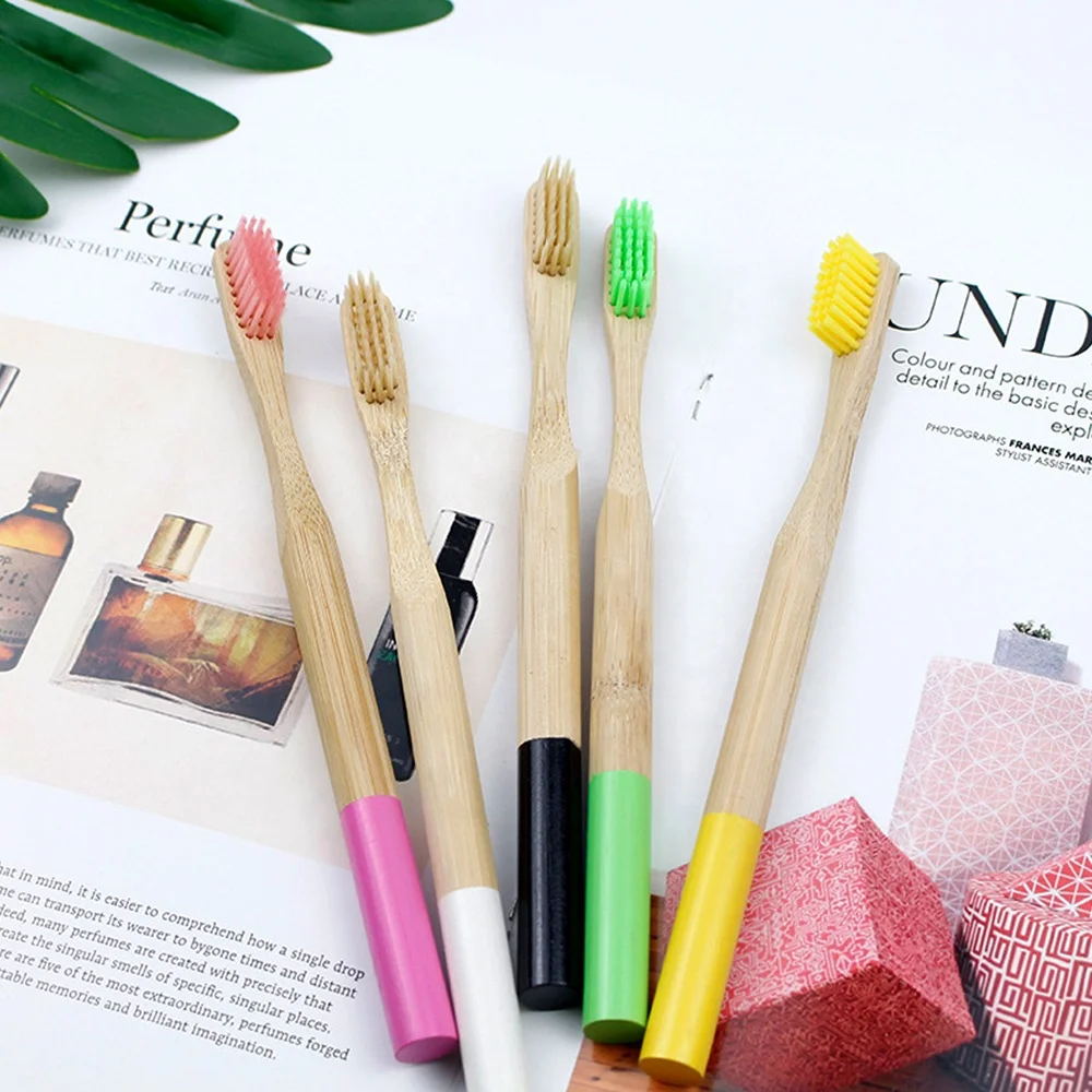 

Toothbrush with Logo Wholesale Eco Friendly Reusable Round Handle Medium Bamboo Adult Disposable Hotel, Customized color