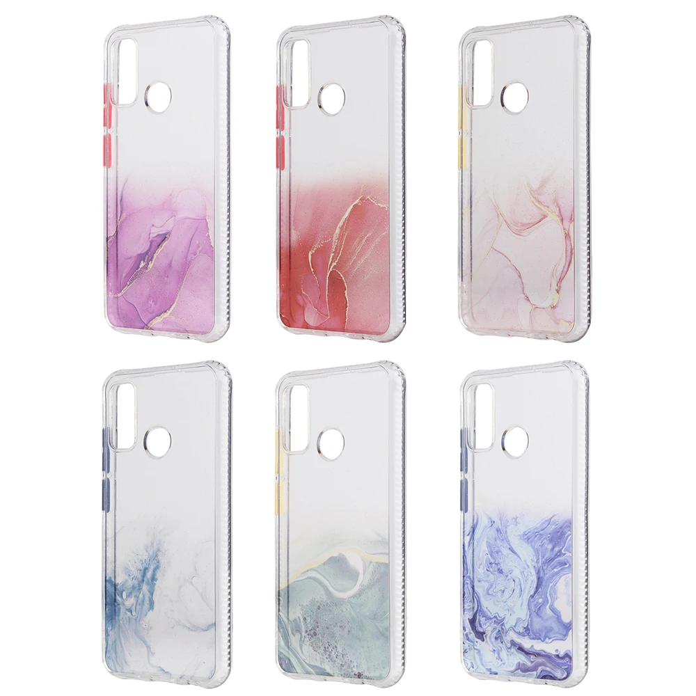 

Gradient Marble Texture Phone Case For Huawei P SMART 2020 P40 Pro Y5P Transparent Glitter Cover Clear Luxury Marble Phone Case