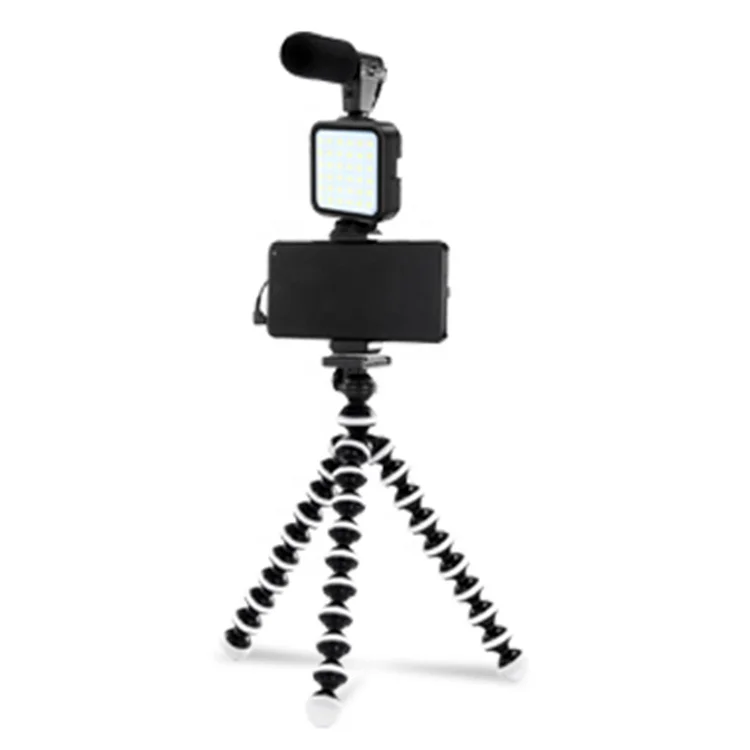 

Vlogging Kit with Microphone Tripod Phone Holder Clip Mount for Recording Video Vlog YouTube or Smartphone Live streaming set