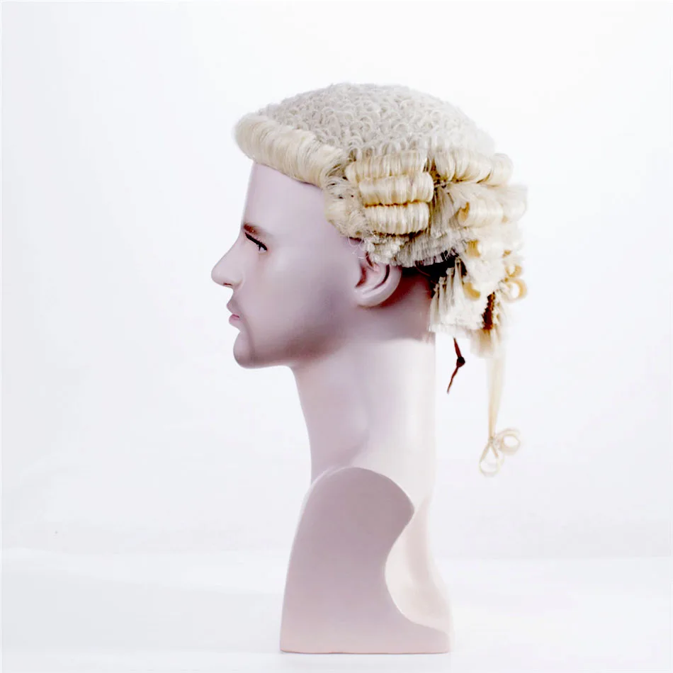 
Aishili Full Hand-made Barrister Wig Synthetic Fiber Hand Made Lawyer Wig for Formal Use in Court and Costume 