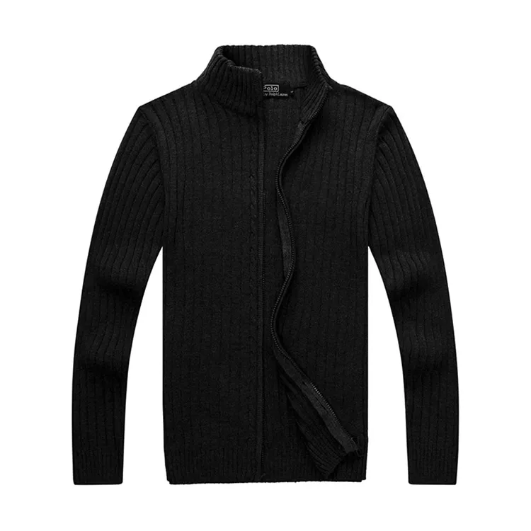 

China Supply Hotselling Men's Comfortable Gray Cardigan Sweater Winter Full Zipper Knitted Jacket Plus Size Pure Cotton