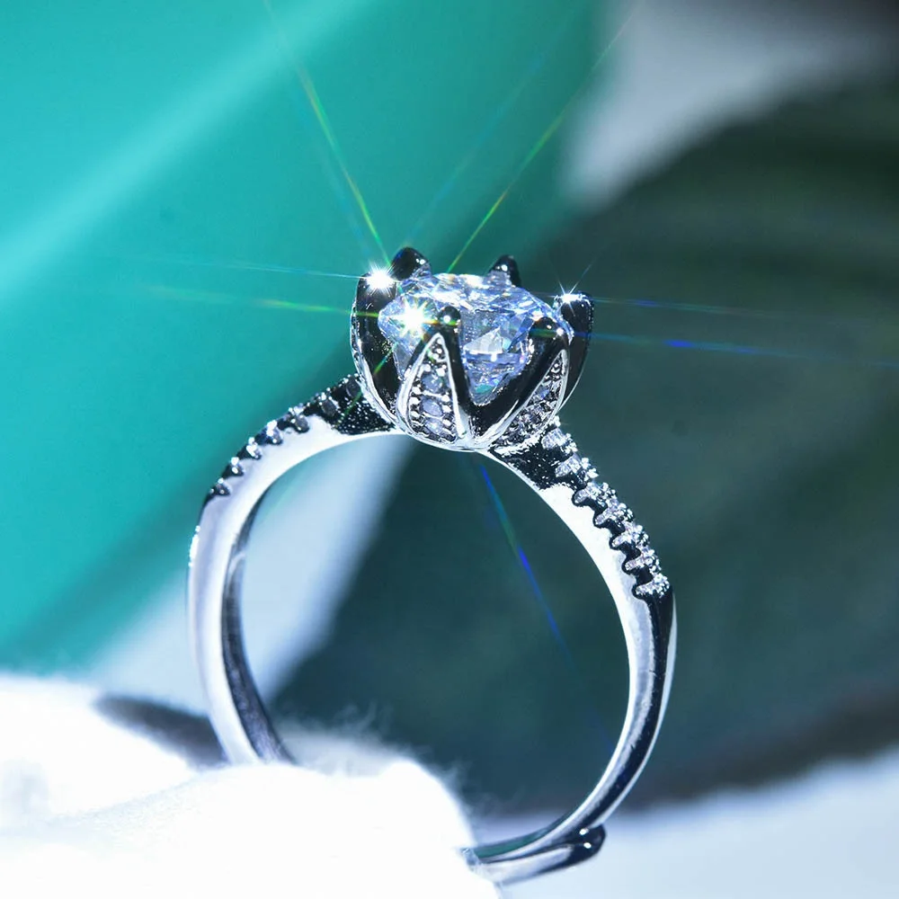 

Flower shape Diamond Ring Engagement Wedding band Rings for Women Bridal Fine Party Jewelry