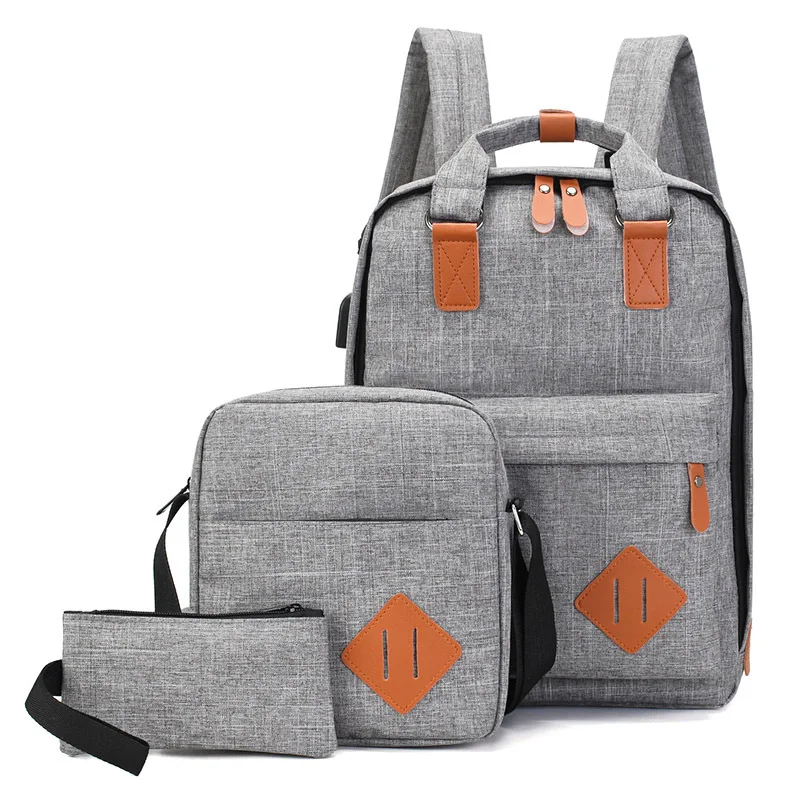 

School Backpack Set Students Casual Travel School Bookbag Teens Girls Boys Schoolbag 3 in 1 laptop bag, As picture shows