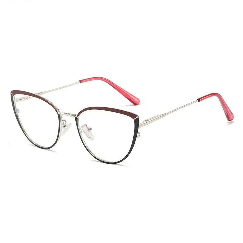 

2024 New Cat Eye Glasses Frame Metal Dual Color Anti Blue Light Optical Glasses Frame Photochromic Women Trendy Eyeglasses