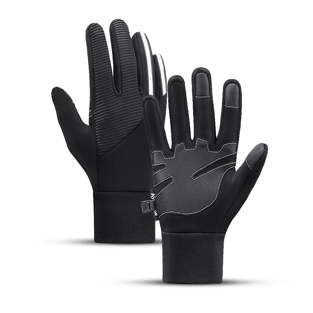 

winter warm protection cycling gloves touch screen windproof waterproof unisex sports gloves, Black/gray