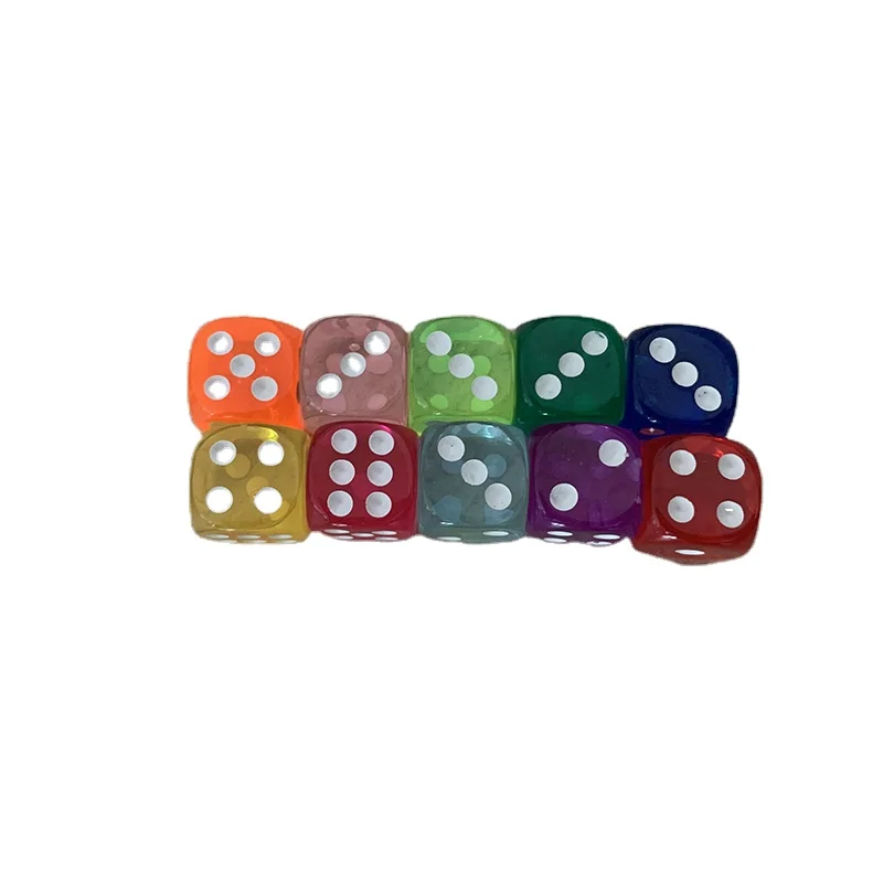 

QY New fashion hot sale club party family game multicolor dice set high quality transparent acrylic 6-sided dice, 10 colors