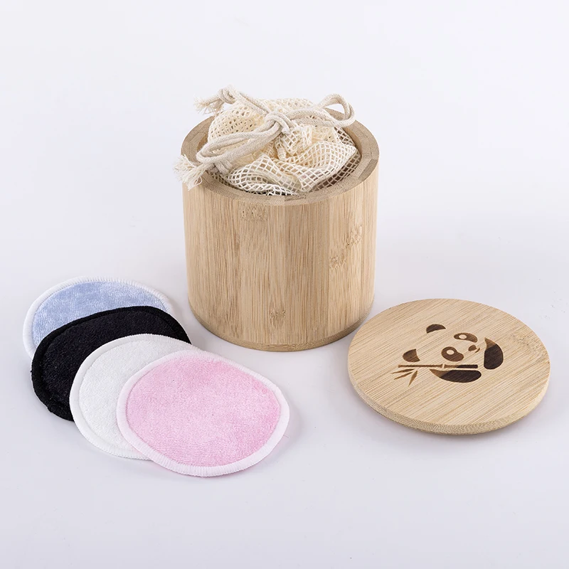 

Velvet Facial Cleansing Pads Laundry Bag Set Reusable Makeup Remover Discs Round Bamboo 8cm Woman, White.black.or customized