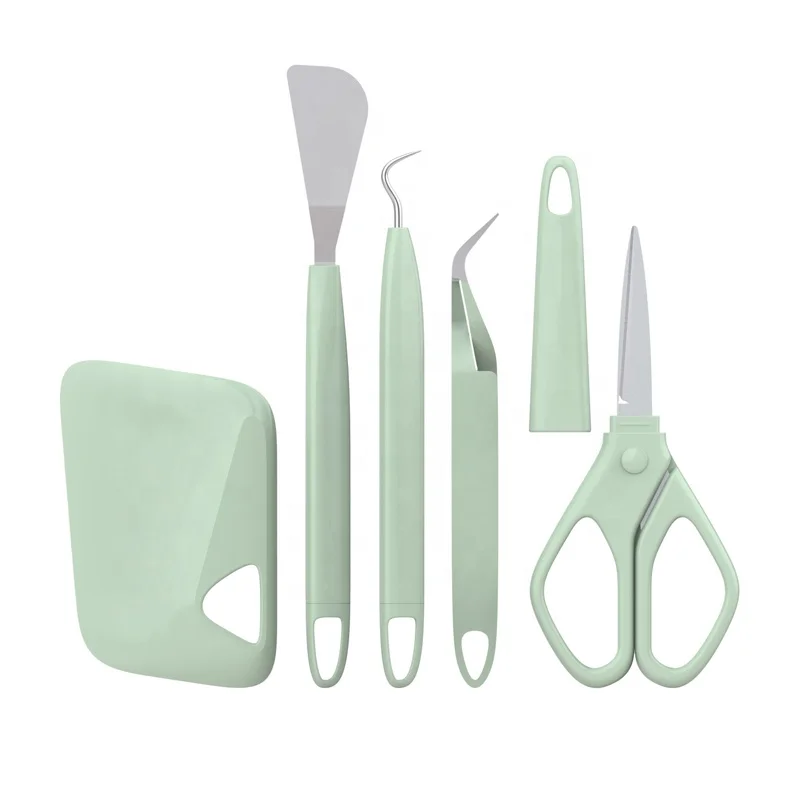Basic Craft Vinyl Weeding Tools Set Metal Scraper/Spatula/Tweezers/Scissors with Plastic Handle for Modelling