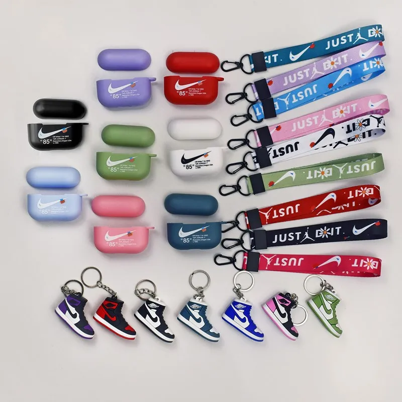 

3-peices set Shock Proof Protective Cover 3D mini shoe sneaker Lanyard keychian with case for Airpod 1/2 pro, Multiple color