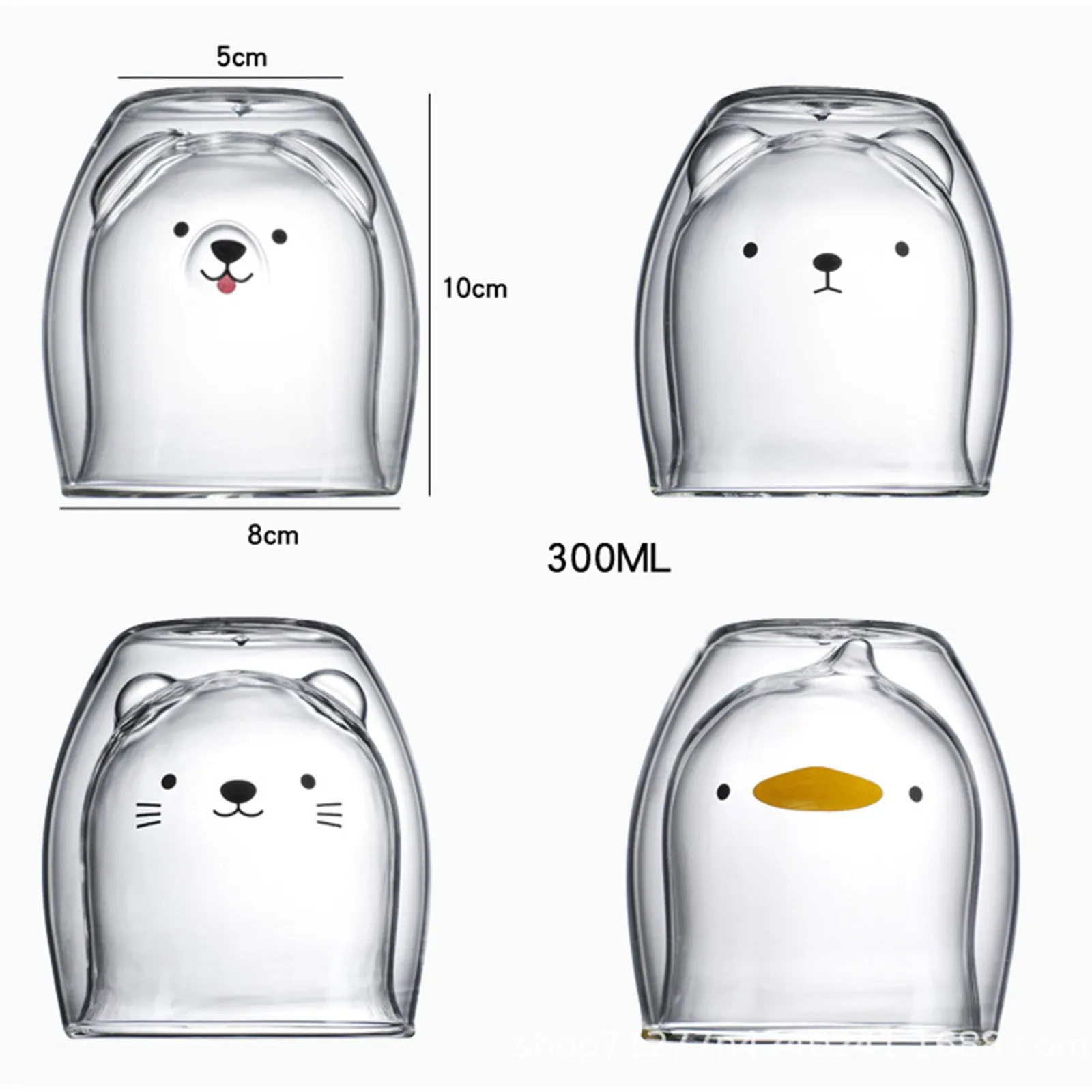 

Cute Bear Shaped Double Wall Glass Mug Prevent Scald Cartoon Lovely Double Glass Milk Coffee Cup With Round Mouth Drinkware Gift