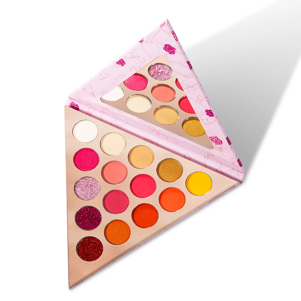 

Hot Selling 15 colors lovely triangle shape eyeshadow palette can print logo