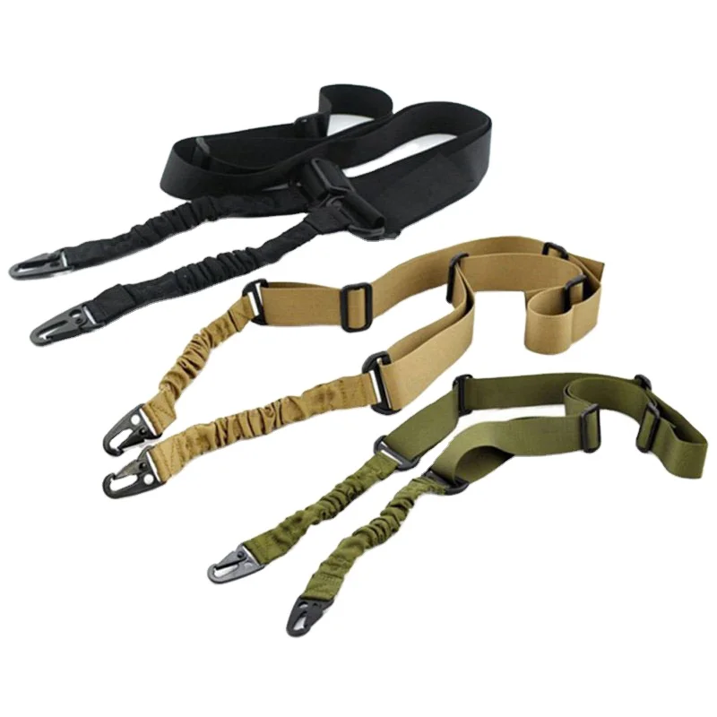 

Multi-function Tactical Rifle Sling M4 AR15 Strap Durable 1.4m 2 Point Nylon Adjustable Bungee System Kit Hunting Accessories, Black, army green, muddy
