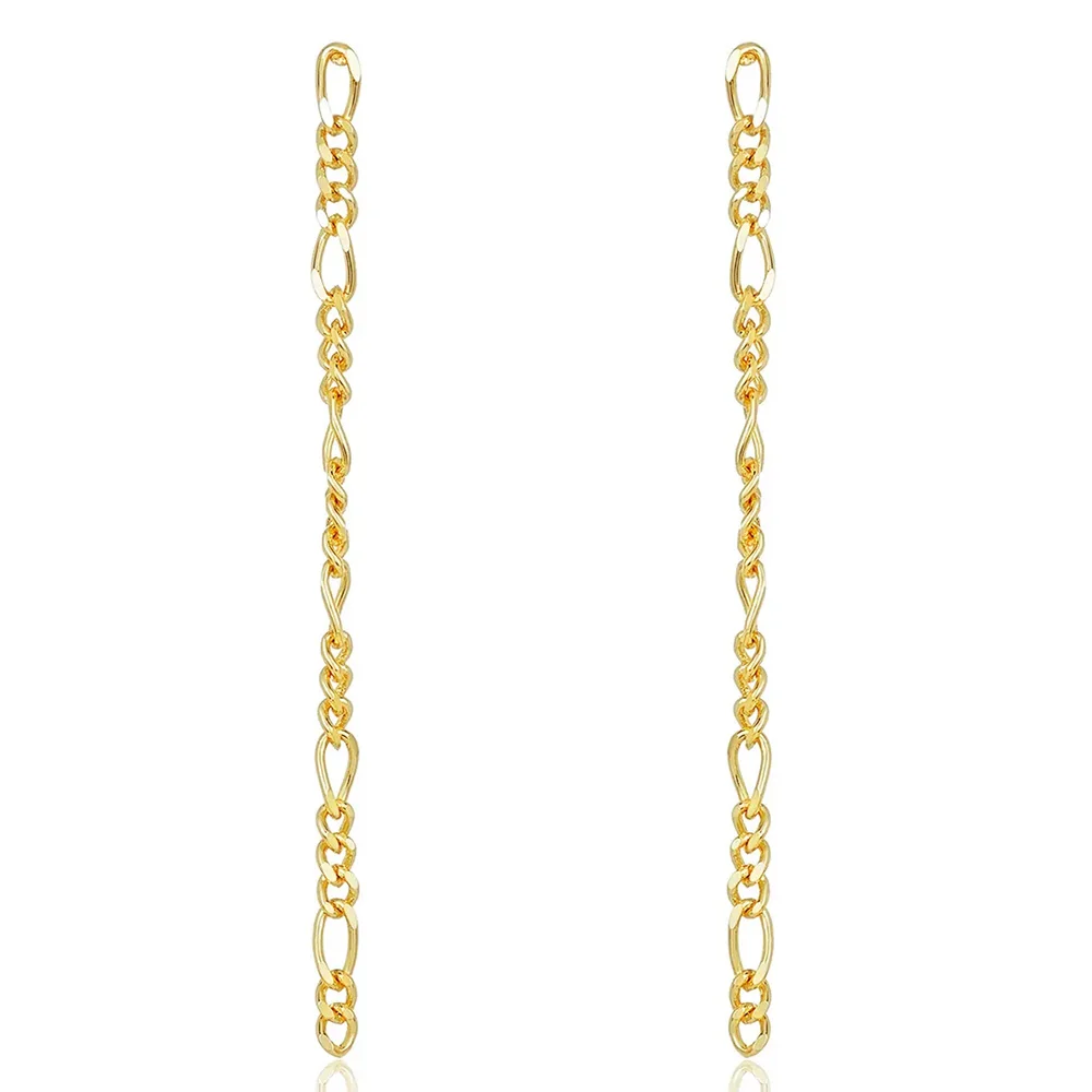 

Manufacturer custom earring high quality non tarnish gold jewelry gold plated stainless steel long link chain earring