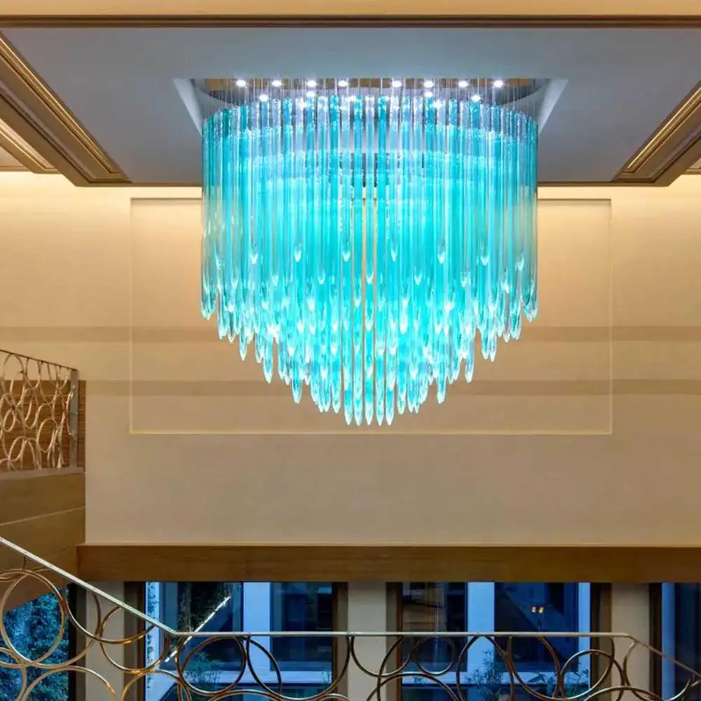 Modern Contemporary Crystal Chandelier Rain Drop Clear LED Glass Chandelier for Ballroom