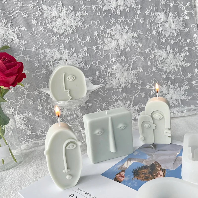 

Irregular Abstract Face Aromatherapy Candle Silicone Mold Handmade Soap Plaster Decoration Epoxy Mold