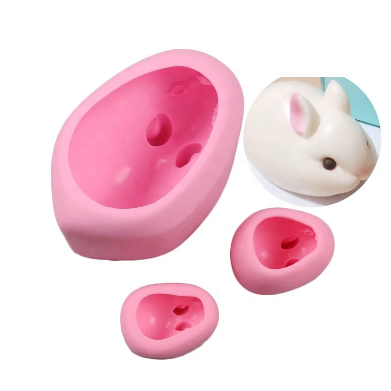 

Rabbit yogurt pudding chocolate mold soap candle Ice cream jelly silicone mould Cute size white rabbit mousse cake silicone mold, Transparent,pink