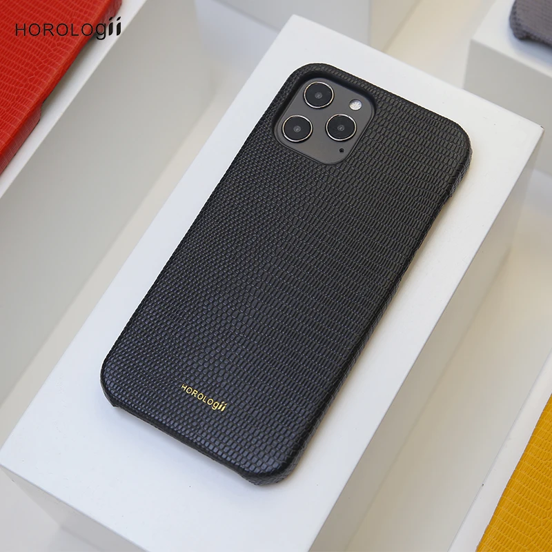 

2020 NEW Black Lizard Pattern Real Leather Phone Case Manufacturer Supplier Cover for Iphone 12 Pro Max Luxury Leather Goods